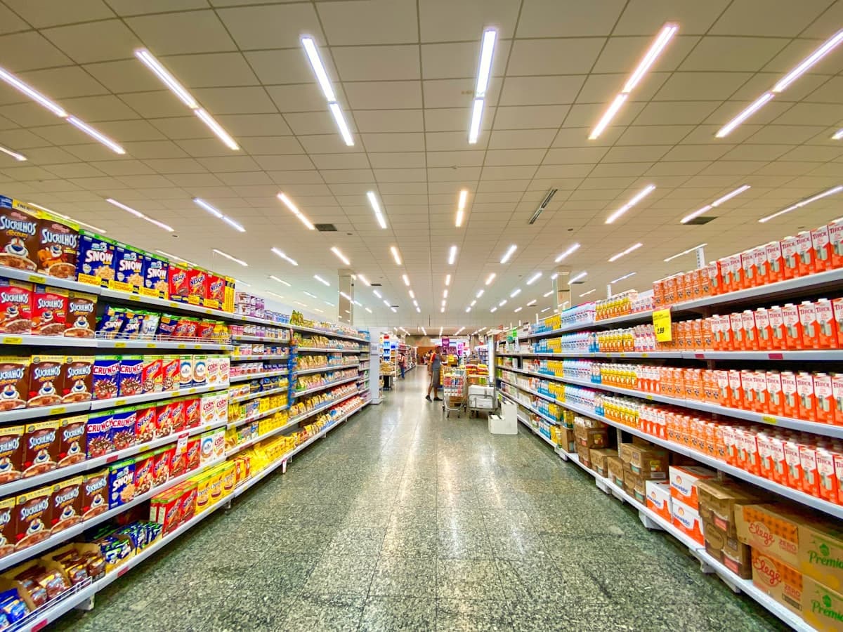 Well-stocked retail aisle